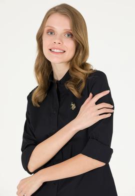 Kadın Siyah Uzun Kollu Basic Gömlek - 50262946034