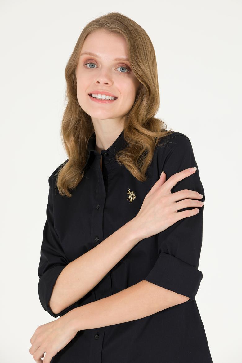 Kadın Siyah Uzun Kollu Basic Gömlek - 50262946034