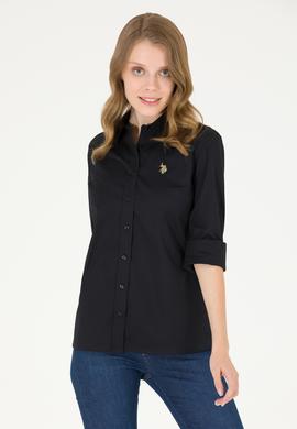 Kadın Siyah Uzun Kollu Basic Gömlek - 50262946034