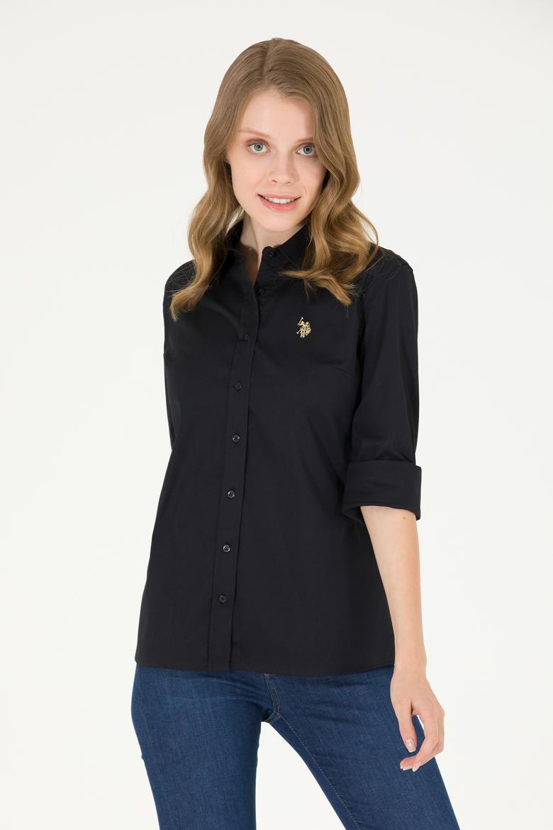 Kadın Siyah Uzun Kollu Basic Gömlek - 50262946034