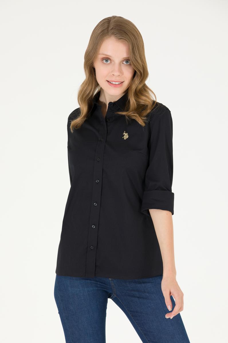 Kadın Siyah Uzun Kollu Basic Gömlek