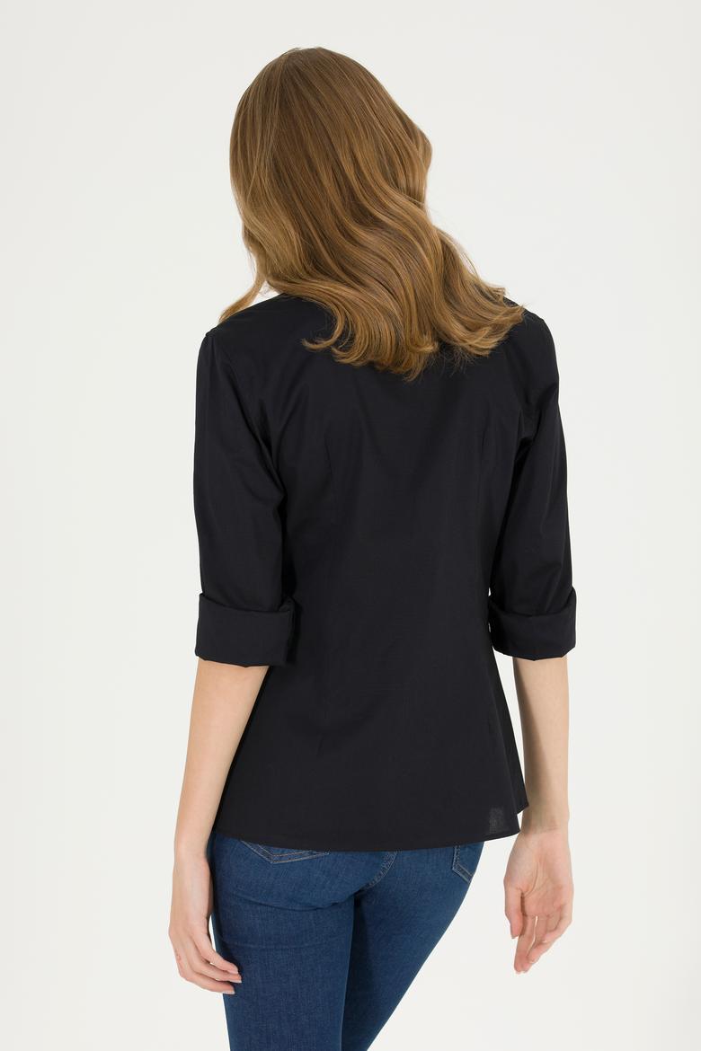 Kadın Siyah Uzun Kollu Basic Gömlek - 50262946034