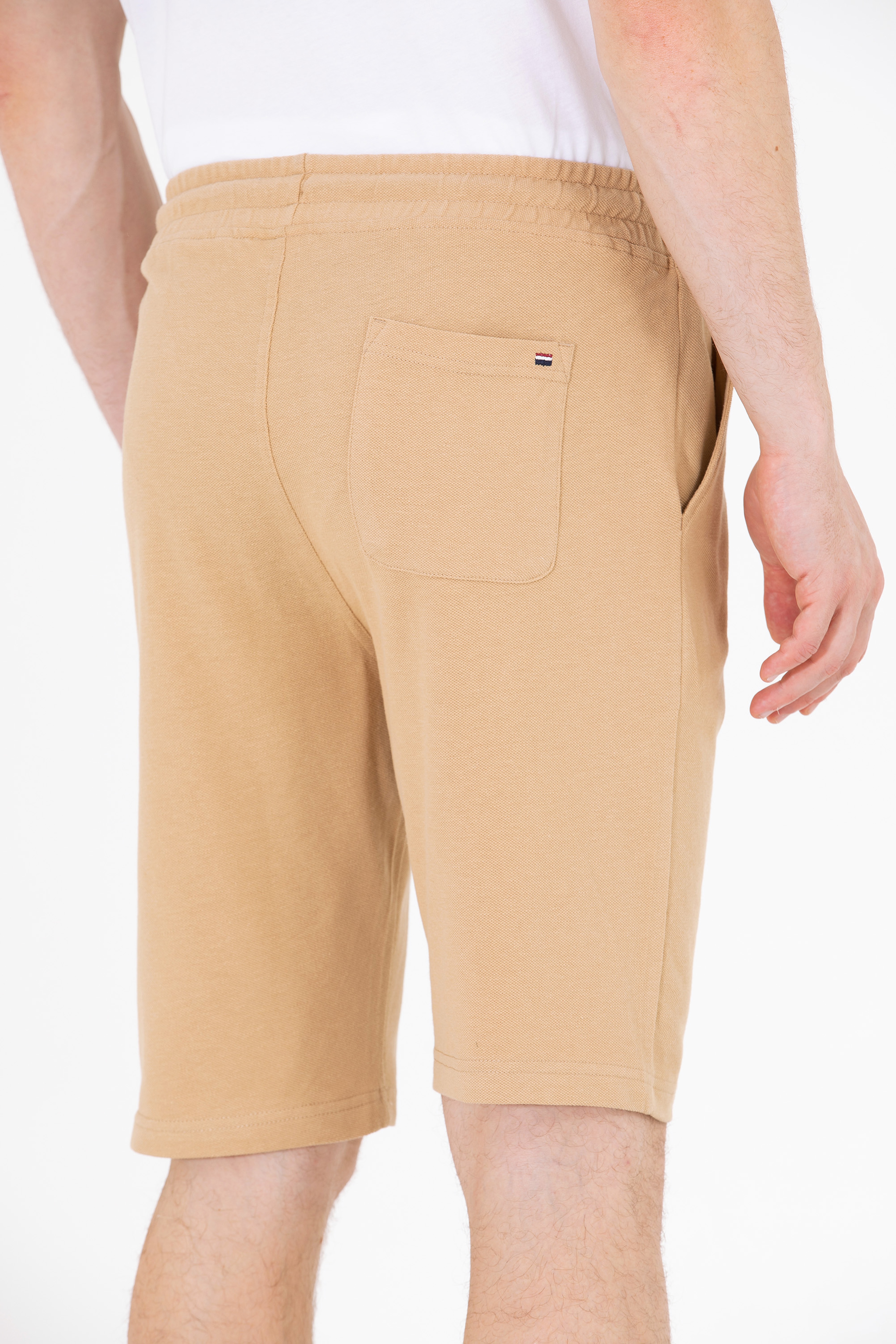 Erkek Camel Örme Şort - Image 7