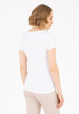 Kadın Beyaz V Yaka Basic Tişört - 50263976005