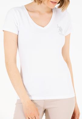 Kadın Beyaz V Yaka Basic Tişört - 50263976005