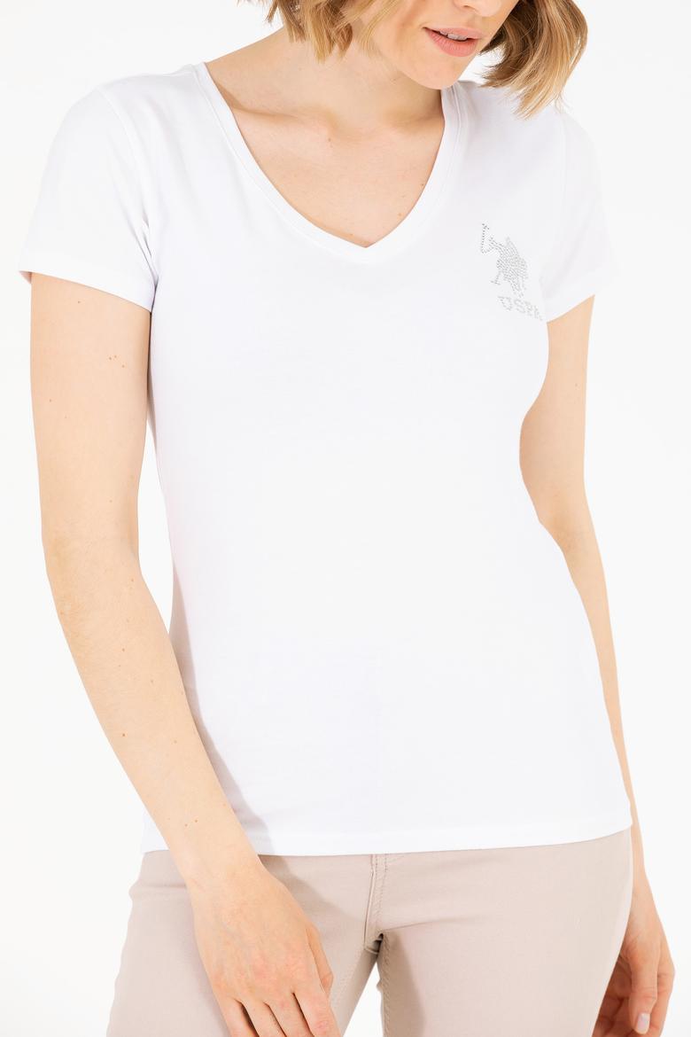 Kadın Beyaz V Yaka Basic Tişört - 50263976005