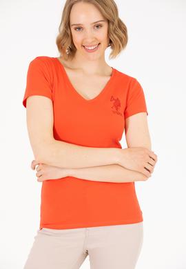 Kadın Kırmızı V Yaka Basic Tişört - 50263976029
