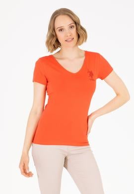 Kadın Kırmızı V Yaka Basic Tişört - 50263976029