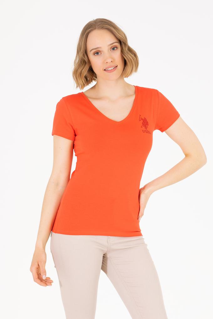 Kadın Kırmızı V Yaka Basic Tişört