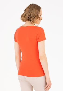 Kadın Kırmızı V Yaka Basic Tişört - 50263976029