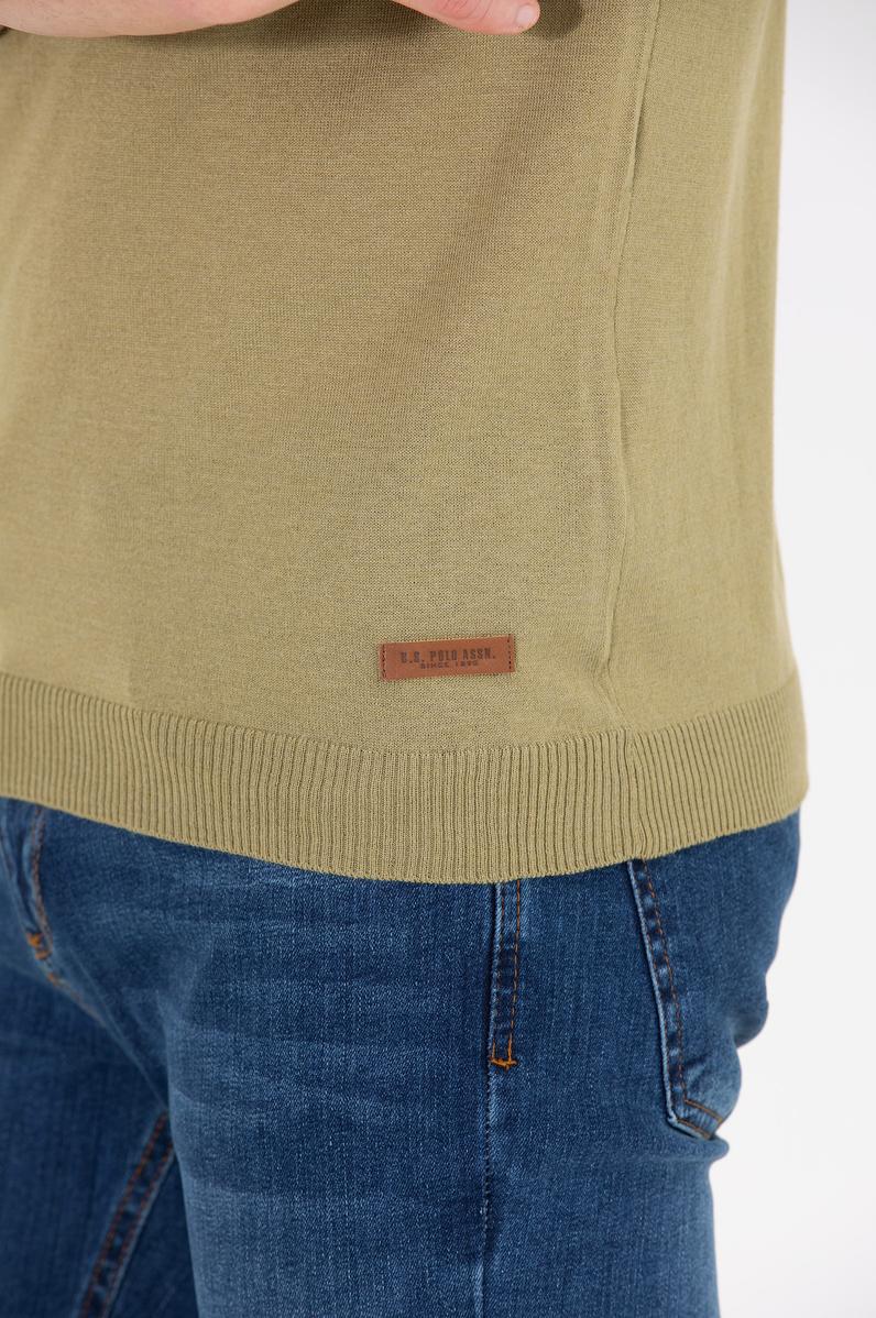 Erkek Haki Bisiklet Yaka Triko Kazak