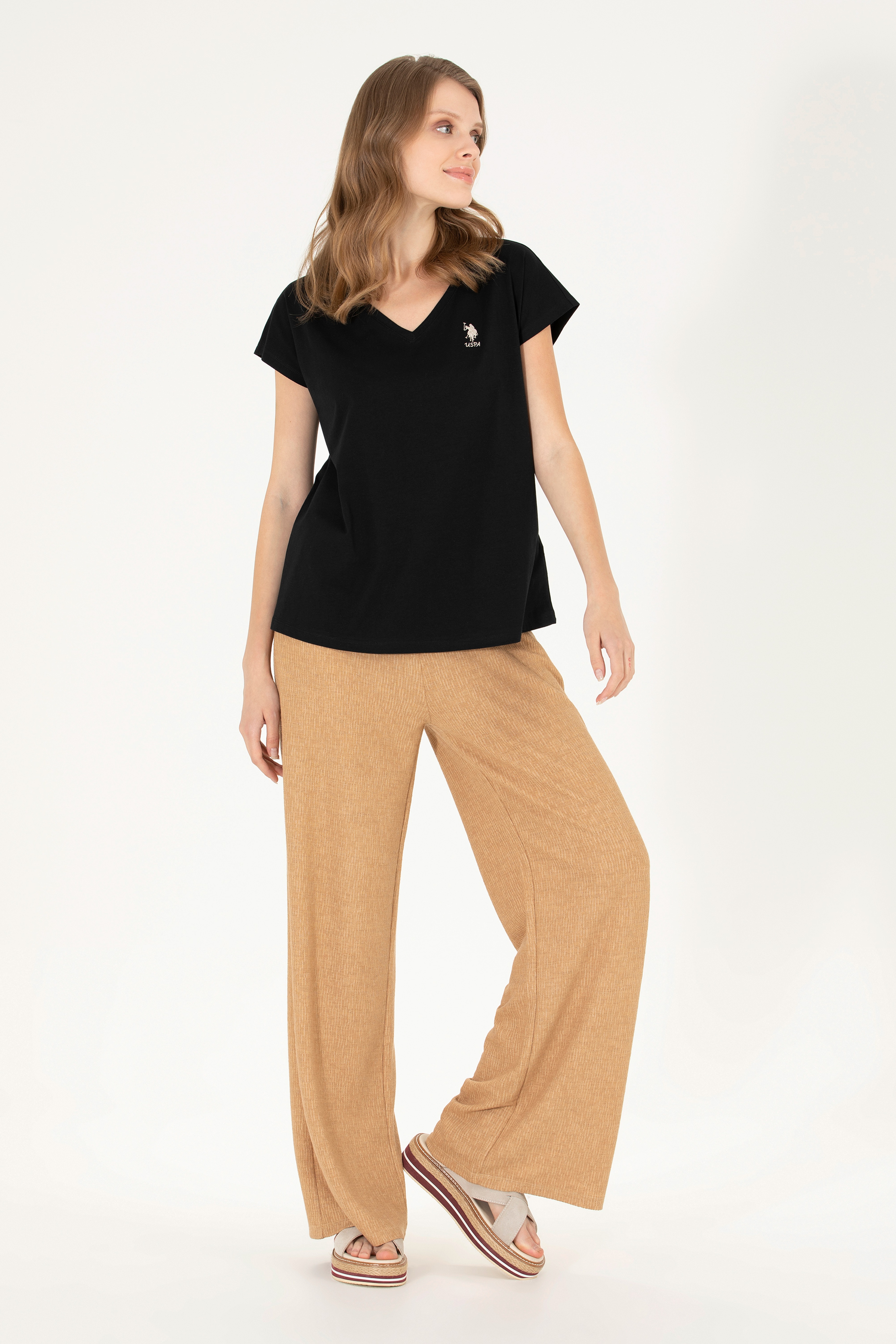 Kadın Camel Örme Pantolon - Image 3
