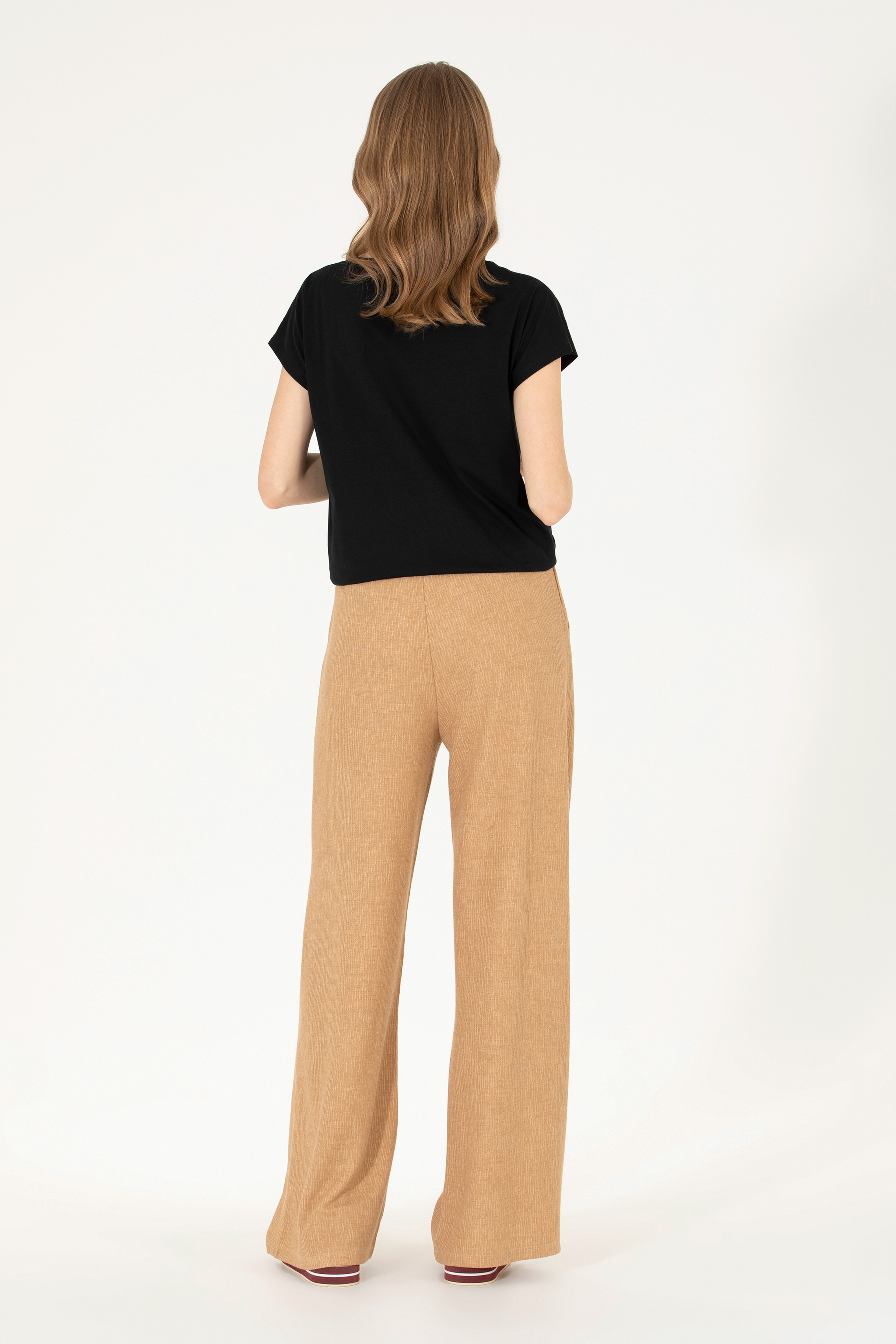 Kadın Camel Örme Pantolon