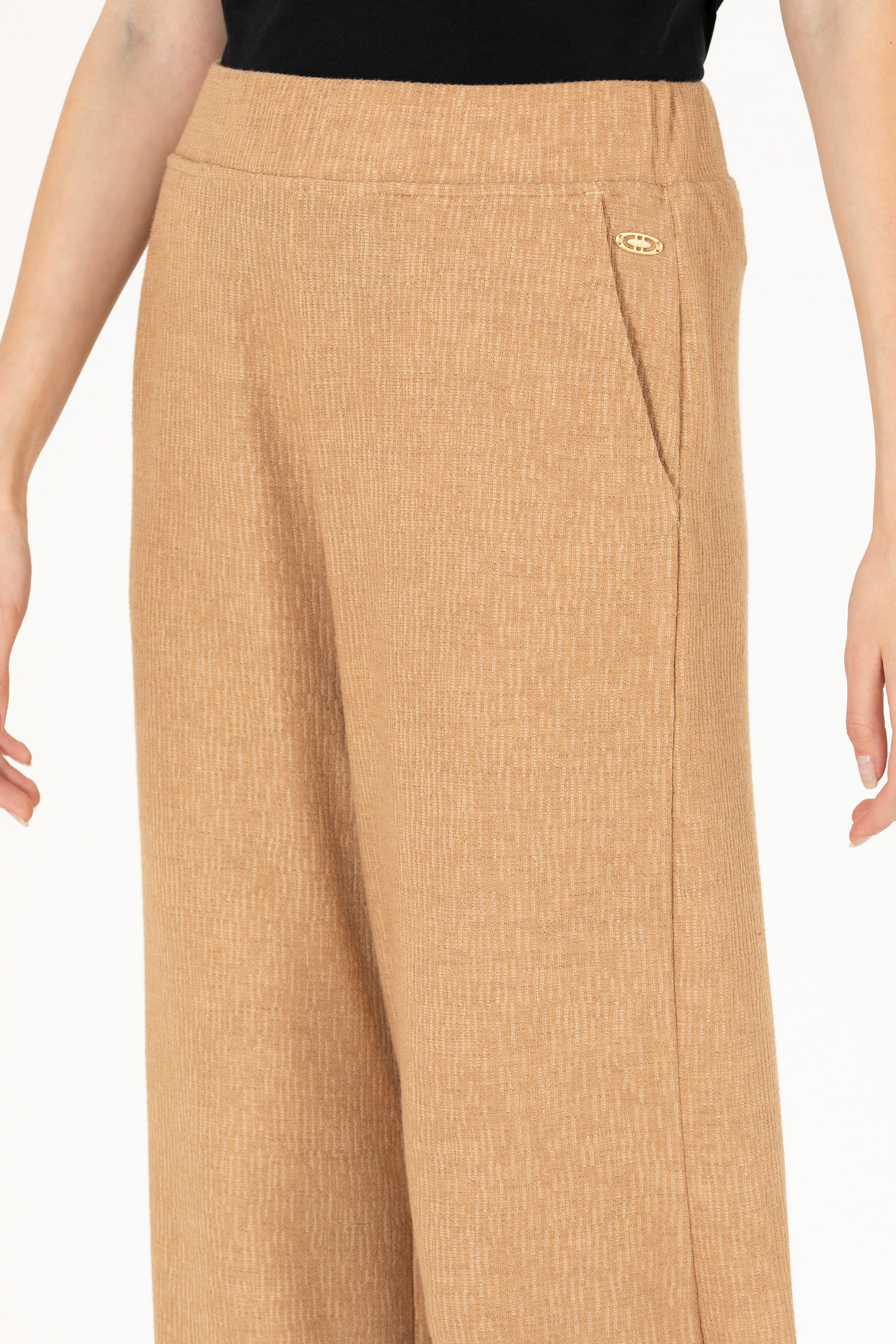 Kadın Camel Örme Pantolon - Image 5