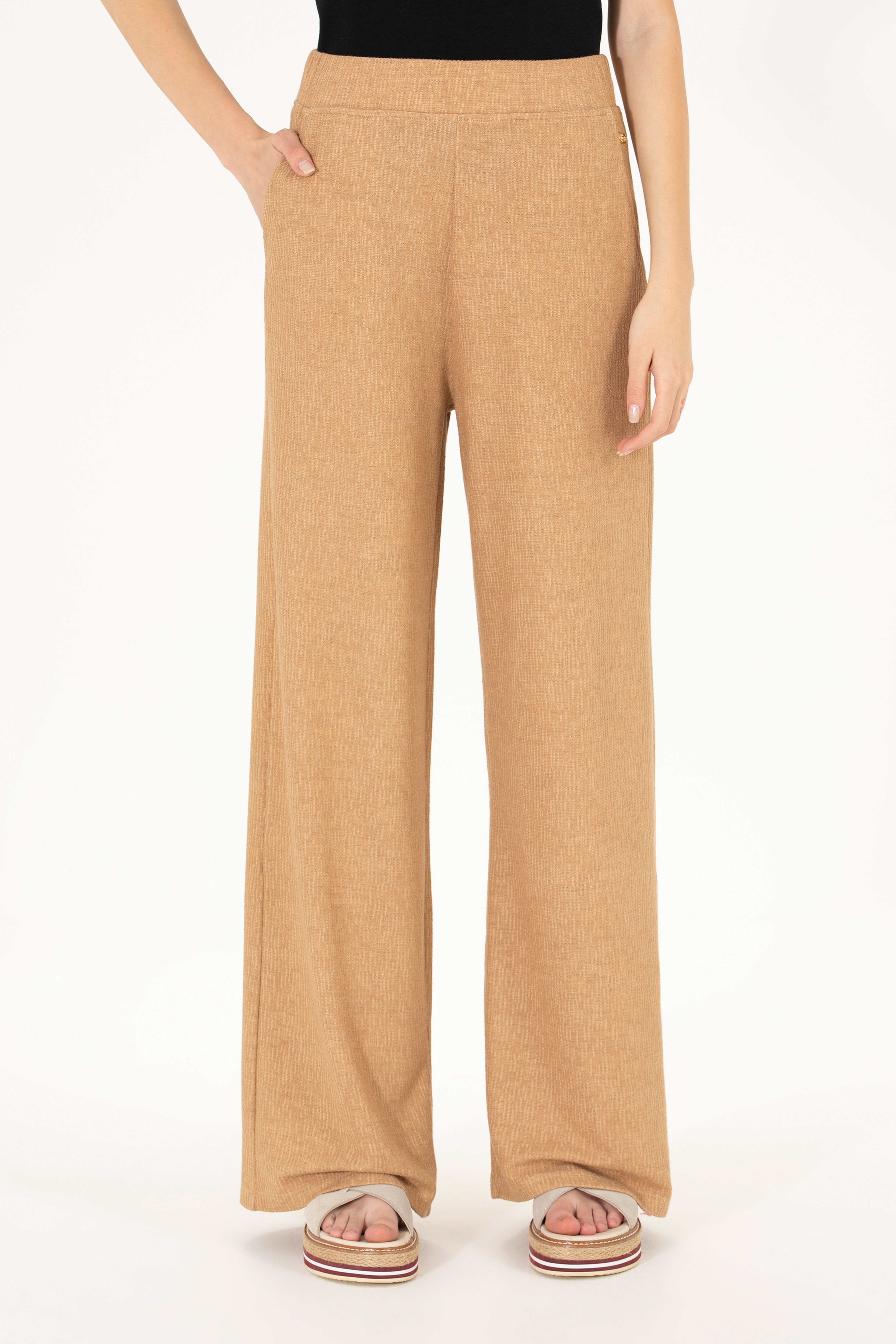 Kadın Camel Örme Pantolon