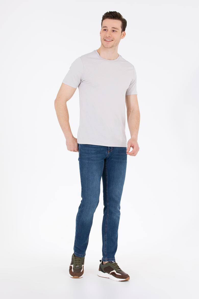 Erkek Gri Basic Bisiklet Yaka Tişört - 50264916040