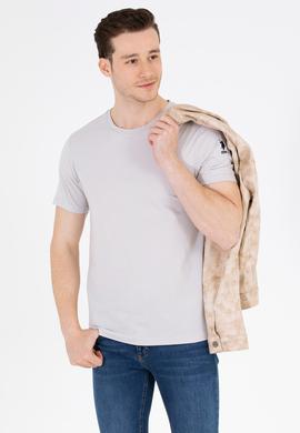 Erkek Gri Basic Bisiklet Yaka Tişört - 50264916040