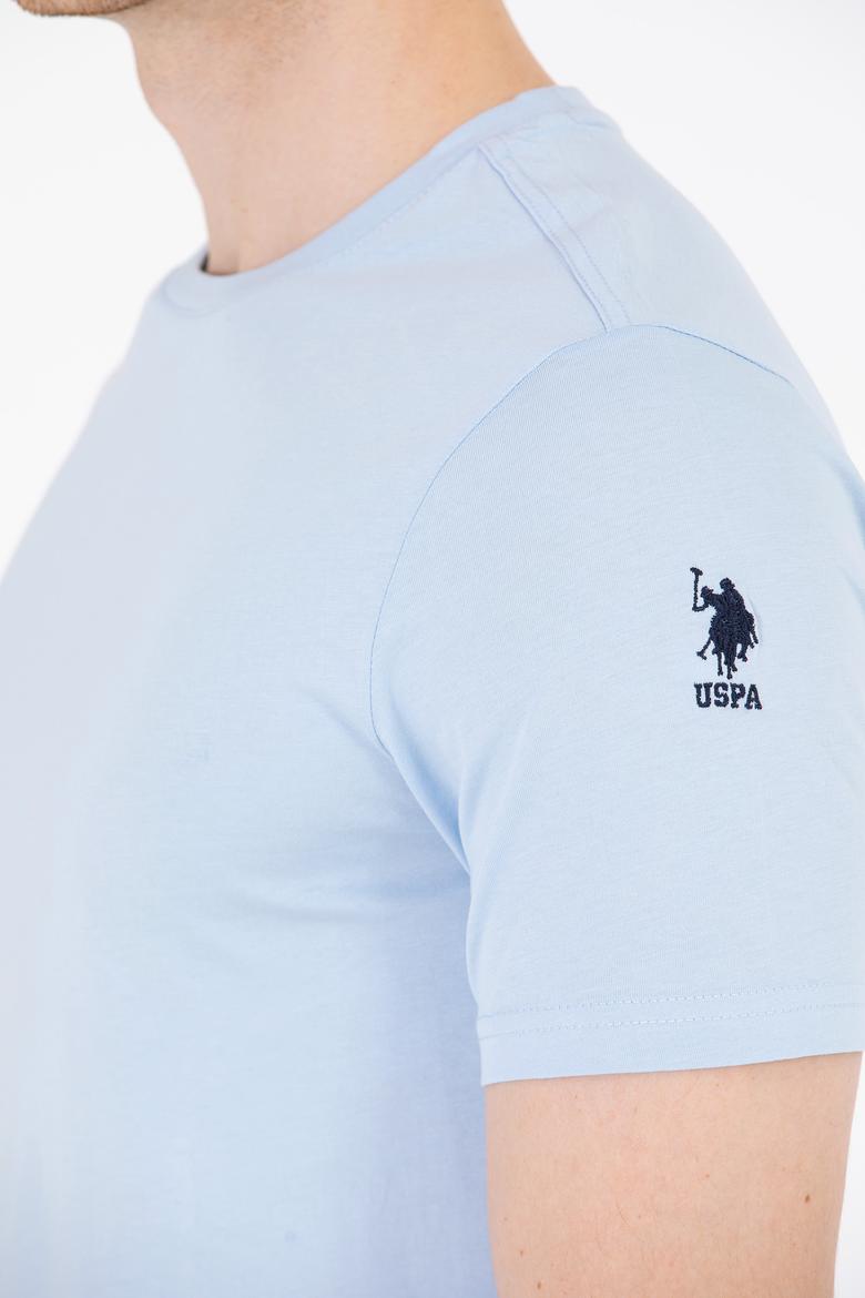 Erkek Açık Mavi Basic Bisiklet Yaka Tişört - 50264916157