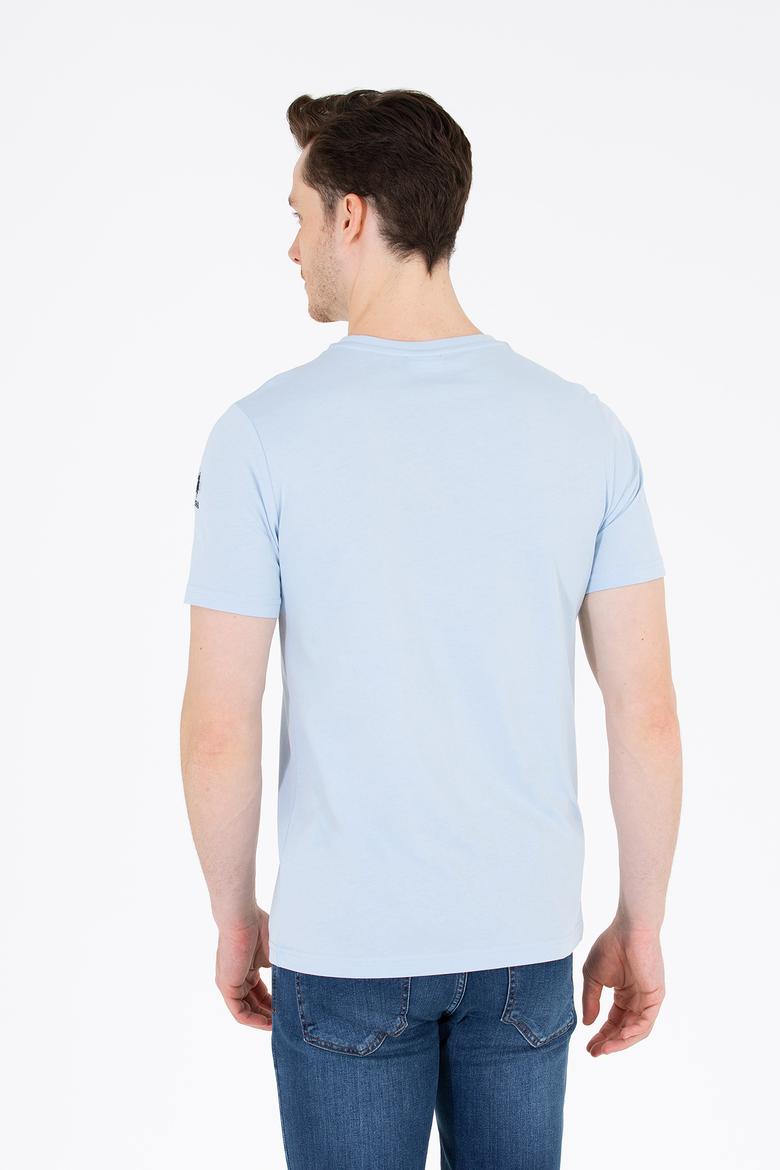 Erkek Açık Mavi Basic Bisiklet Yaka Tişört - 50264916157