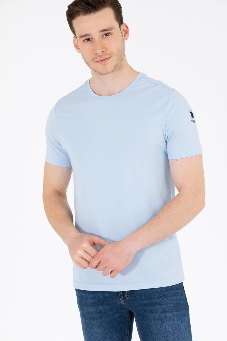 Erkek Açık Mavi Basic Bisiklet Yaka Tişört - 50264916157
