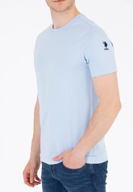 Erkek Açık Mavi Basic Bisiklet Yaka Tişört - 50264916157