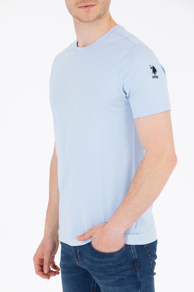 Erkek Açık Mavi Basic Bisiklet Yaka Tişört - 50264916157