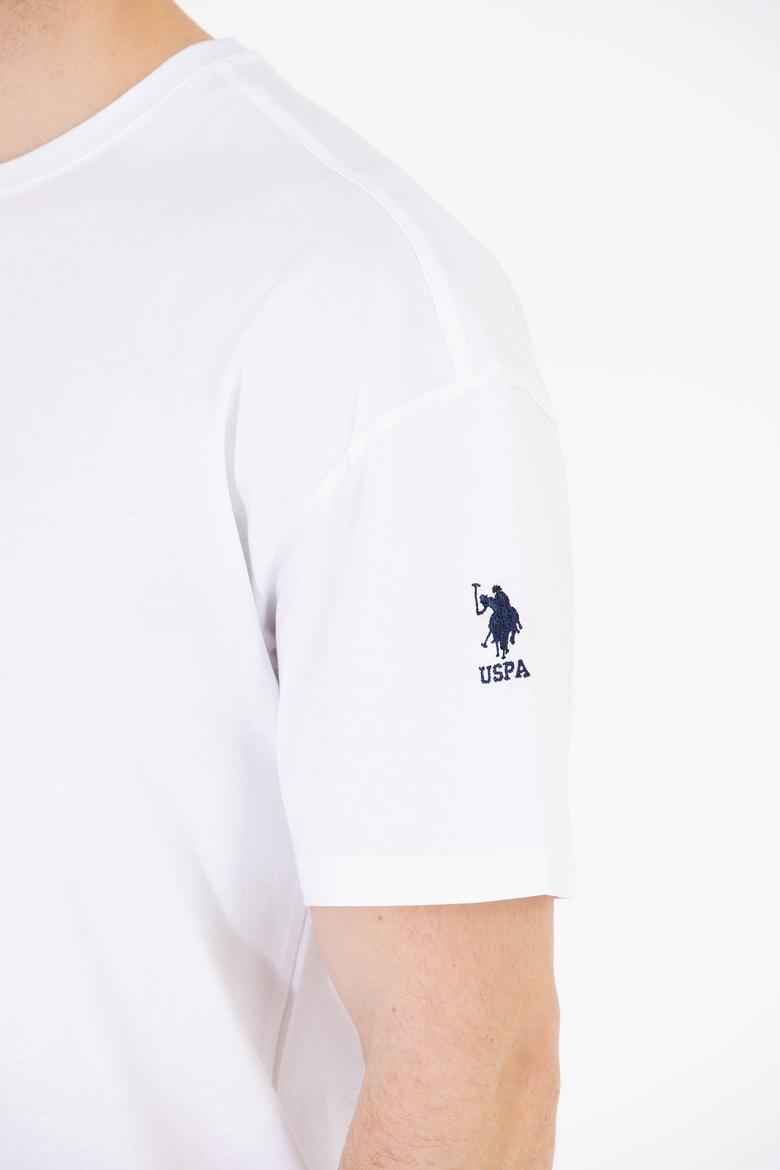 Erkek Beyaz Oversize Bisiklet Yaka Tişört - 50264917018