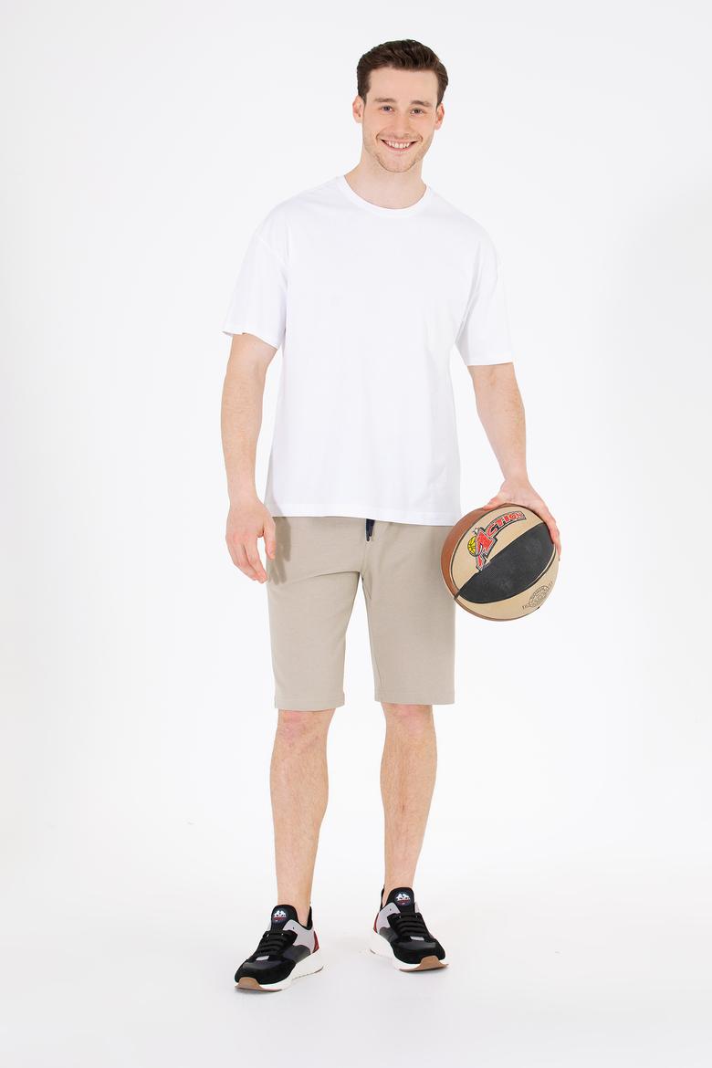 Erkek Beyaz Oversize Bisiklet Yaka Tişört - 50264917018