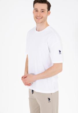 Erkek Beyaz Oversize Bisiklet Yaka Tişört - 50264917018