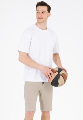 Erkek Beyaz Oversize Bisiklet Yaka Tişört - 50264917018