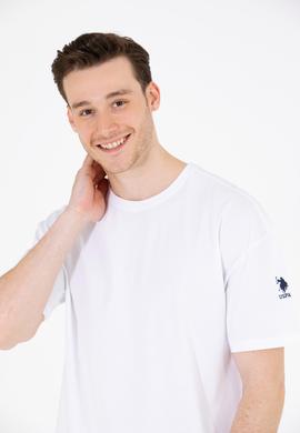 Erkek Beyaz Oversize Bisiklet Yaka Tişört - 50264917018