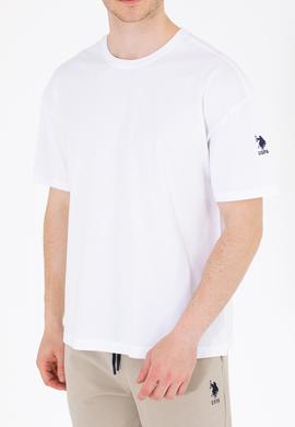 Erkek Beyaz Oversize Bisiklet Yaka Tişört - 50264917018