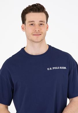 Erkek Lacivert Oversize Bisiklet Yaka Tişört - 50264919021