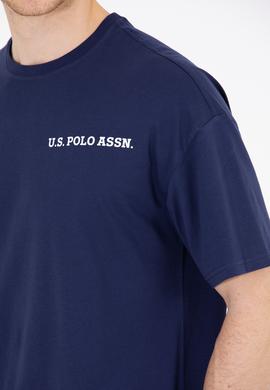 Erkek Lacivert Oversize Bisiklet Yaka Tişört - 50264919021