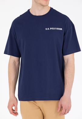 Erkek Lacivert Oversize Bisiklet Yaka Tişört - 50264919021