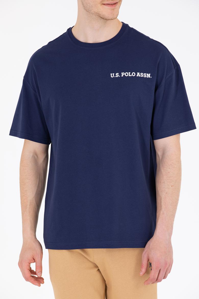 Erkek Lacivert Oversize Bisiklet Yaka Tişört - 50264919021