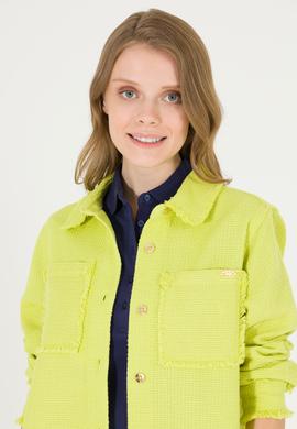 Kadın Neon Sarı Jean Gömlek - 50269343004