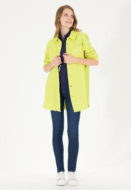 Kadın Neon Sarı Jean Gömlek - 50269343004