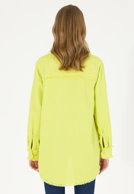 Kadın Neon Sarı Jean Gömlek - 50269343004