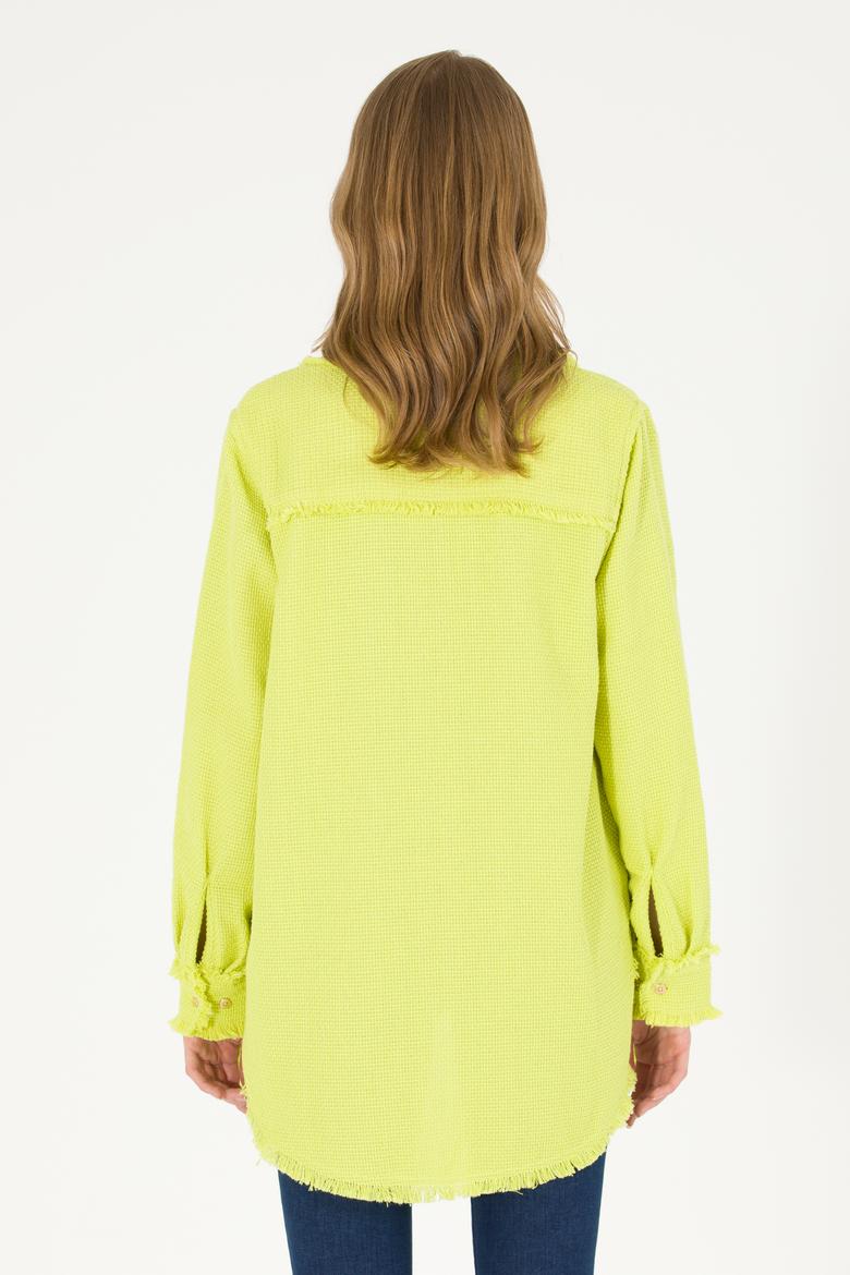 Kadın Neon Sarı Jean Gömlek - 50269343004