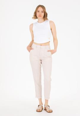 Kadın Beyaz Bisiklet Yaka Crop Basic Tişört - 50270100006