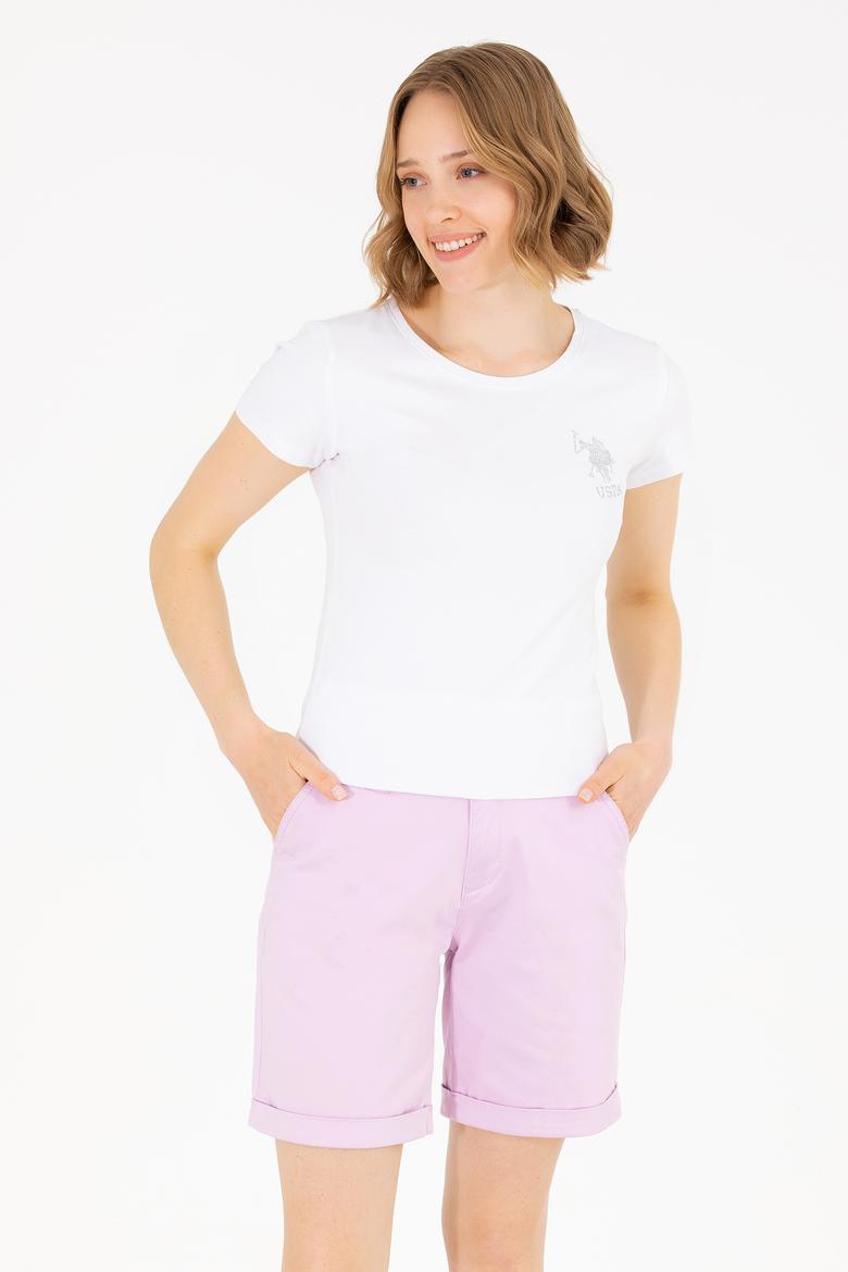 Kadın Beyaz Bisiklet Yaka Basic Tişört