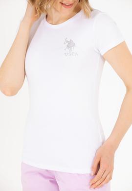 Kadın Beyaz Bisiklet Yaka Basic Tişört - 50270493004