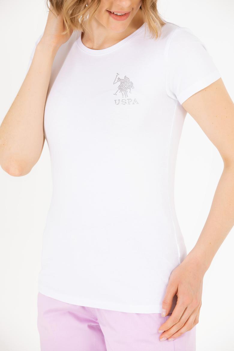 Kadın Beyaz Bisiklet Yaka Basic Tişört - 50270493004