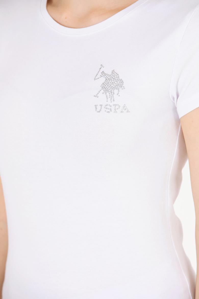 Kadın Beyaz Bisiklet Yaka Basic Tişört - 50270493004