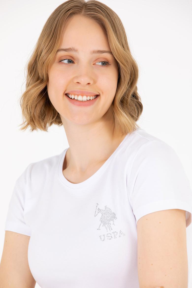 Kadın Beyaz Bisiklet Yaka Basic Tişört - 50270493004