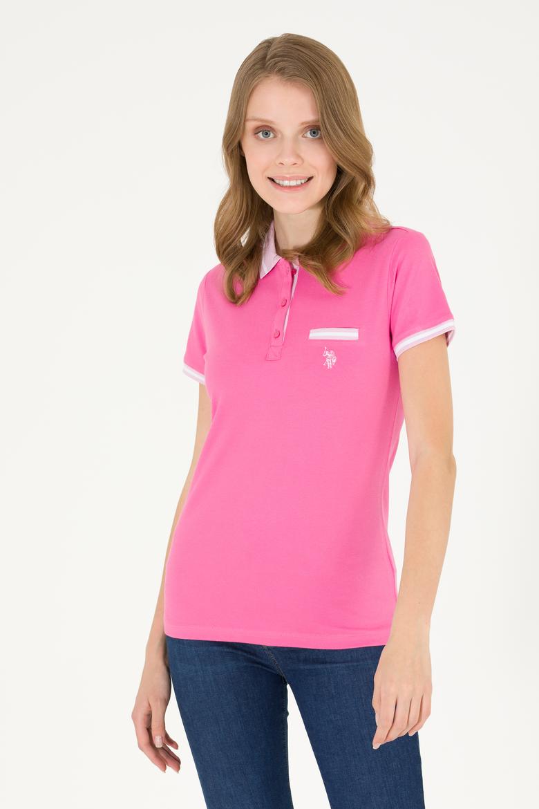 Kadın Pembe Polo Yaka Tişört