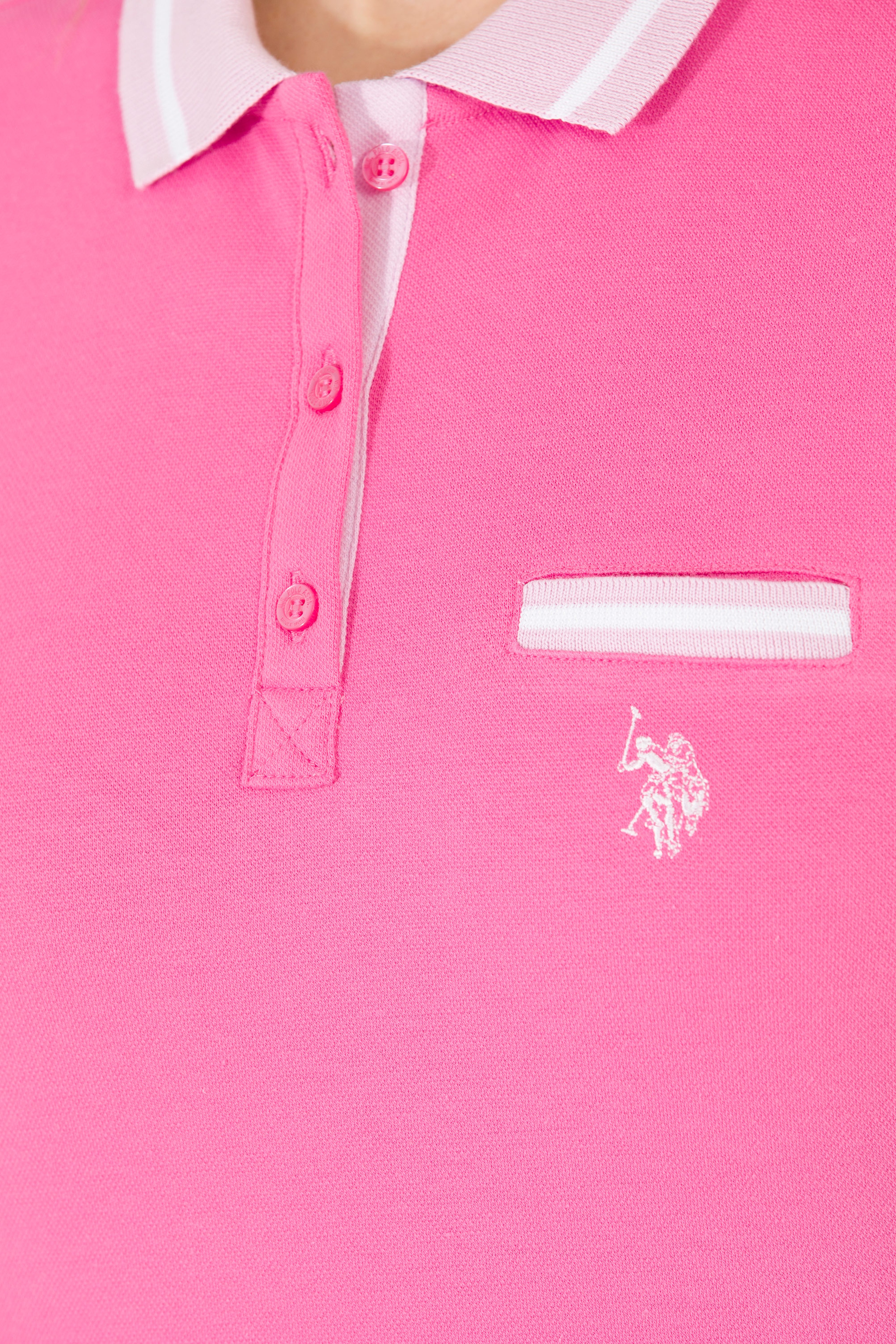 Kadın Pembe Polo Yaka Tişört - Image 7