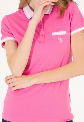 Kadın Pembe Polo Yaka Tişört - 50271591031