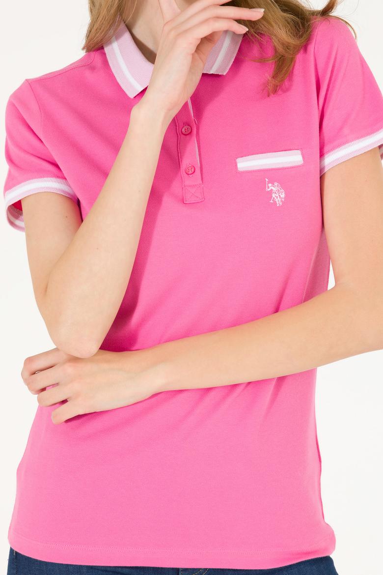 Kadın Pembe Polo Yaka Tişört - 50271591031